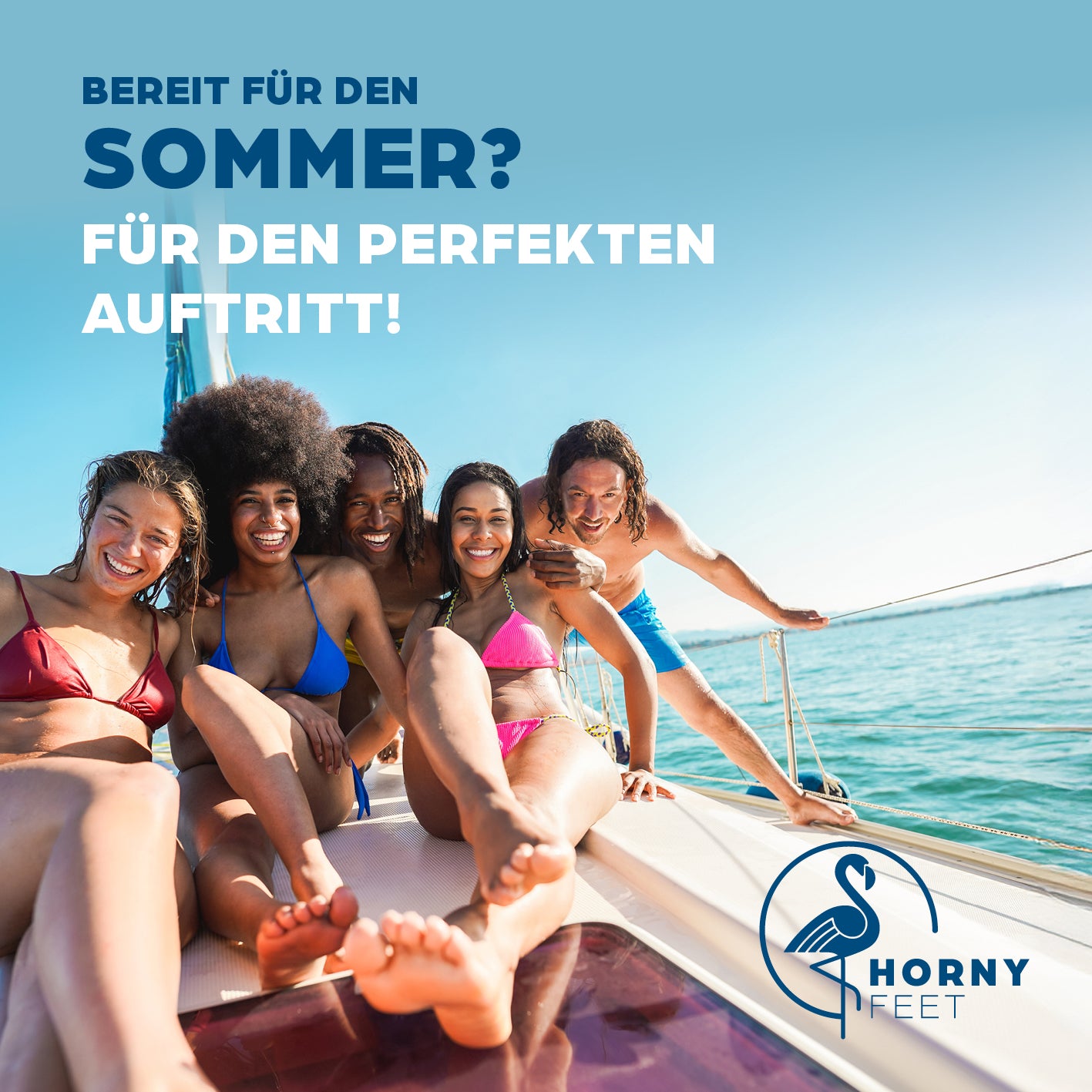 Gruppe Menschen im Sommer mit gepflegten Füßen