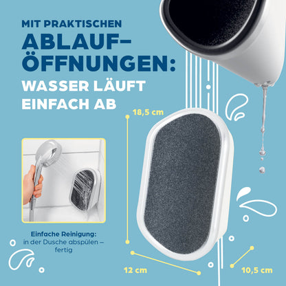 Hornhautentferner und dessen Größen: 18,5cm x 12cm x 10,5cm